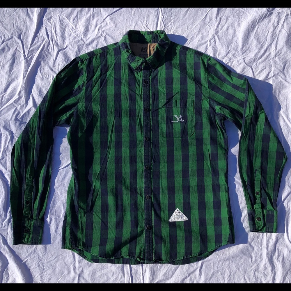 Fitted Aloha Served Daily Plaid Shirt Men Sz Large